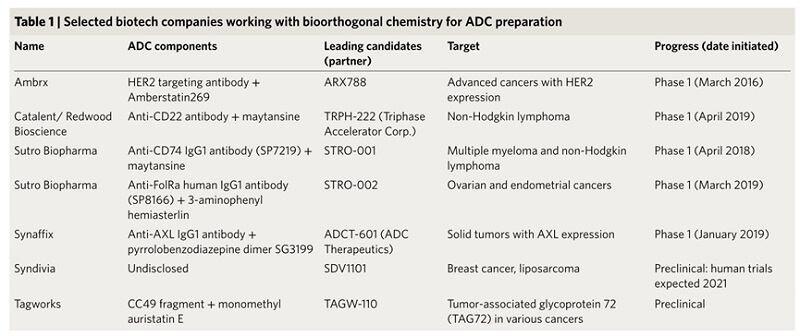 bioorthogonal chemistry for ADC preparation